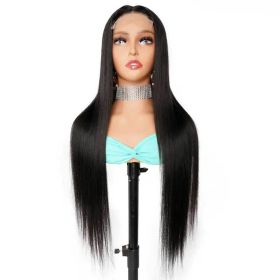 Glueless Transparent HD 4*4 Frontal 4x4 Lace Front Brazilian Real Human Hair Yaki Kinky Straight Closure Wig For Black Women (Stretched Length: 26 Inches (659mm) (+$133.00))