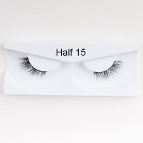 1Pair Mink Half Lashes Soft Thick Eye End Lengthening Faux Eyelashes Natural Long Handmade Eyelash Cross Curl 3D Lash For Makeup (Color: 15)