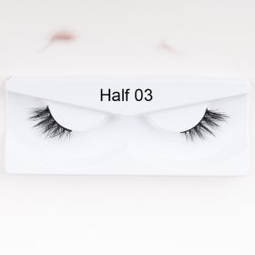 1Pair Mink Half Lashes Soft Thick Eye End Lengthening Faux Eyelashes Natural Long Handmade Eyelash Cross Curl 3D Lash For Makeup (Color: 3)