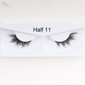 1Pair Mink Half Lashes Soft Thick Eye End Lengthening Faux Eyelashes Natural Long Handmade Eyelash Cross Curl 3D Lash For Makeup (Color: 11)