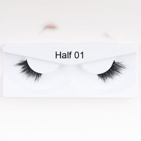 1Pair Mink Half Lashes Soft Thick Eye End Lengthening Faux Eyelashes Natural Long Handmade Eyelash Cross Curl 3D Lash For Makeup (Color: 1)
