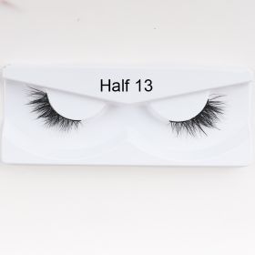 1Pair Mink Half Lashes Soft Thick Eye End Lengthening Faux Eyelashes Natural Long Handmade Eyelash Cross Curl 3D Lash For Makeup (Color: 13)