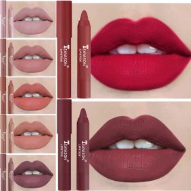 12 Colors Velvet Matte Lipsticks Pencil Waterproof Long Lasting Sexy Red Lip Stick on-Stick Cup Makeup Lip Tint Pen Cosmetic (Color: 4)